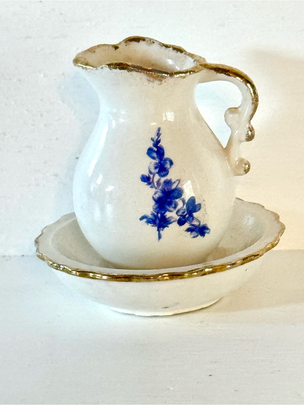 Vintage Miniature Wash Pitcher Basin Set Dollhouse Adorable